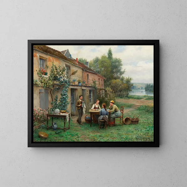 Café dans le jardin - Daniel Ridgway Knight — quadro incorniciato alla parete