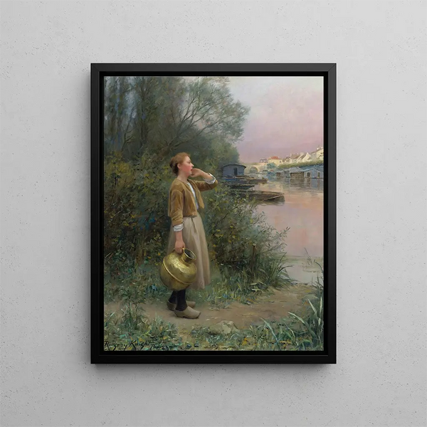 Fille con una brocca d'acqua - Daniel Ridgway Knight — quadro incorniciato alla parete