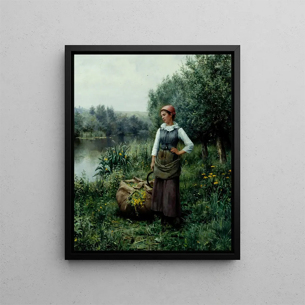 Fille au bord d'un ruisseau Flandres - Daniel Ridgway Knight — quadro incorniciato alla parete