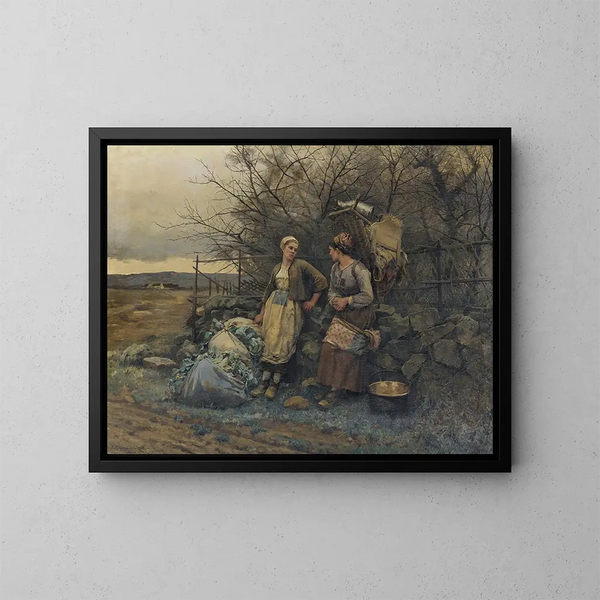 Giovani ragazze in attesa - Daniel Ridgway Knight — quadro incorniciato alla parete