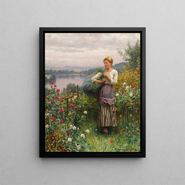 La roseraie - Daniel Ridgway Knight — quadro incorniciato alla parete