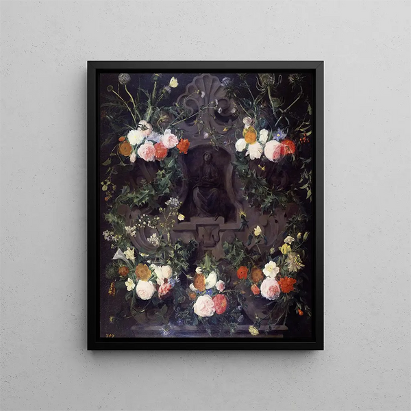 Daniel Seghers - A Garland of Flowers on a Carved Stone Medallion.webp