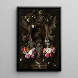 Daniel Seghers - Bust of Constantijn Huygens Surrounded by a Garland of Flowers.webp