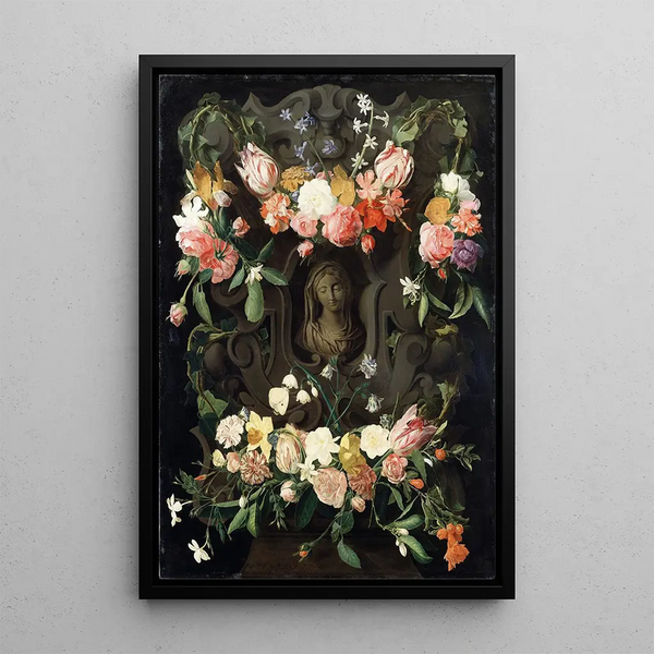 Daniel Seghers - Flower around a Cartouche with an Image of the Virgin.webp