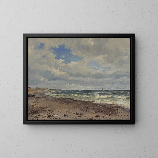 Una spiaggia con dune sulla costa occidentale dello Jutland - Dankvart Dreyer — quadro incorniciato alla parete