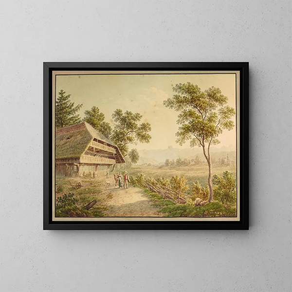 Casa di contadini vicino a Muri - David Alois Schmid — quadro incorniciato alla parete