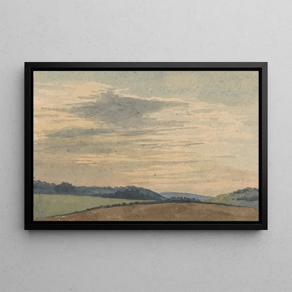 Paesaggio con colline in lontananza - David Charles Read — quadro incorniciato alla parete