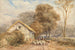Un viaggiatore a cavallo con un pastore e le sue pecore vicino a un fienile su una strada di campagna - David Cox — vista dell’opera
