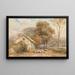 Un viaggiatore a cavallo con un pastore e le sue pecore vicino a un fienile su una strada di campagna - David Cox — quadro incorniciato alla parete
