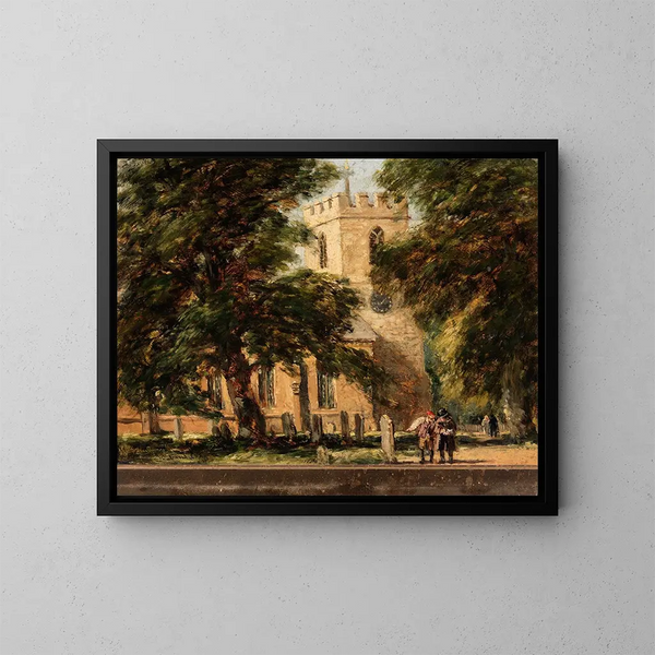 Chiesa di Harborne vicino a Birmingham - David Cox — quadro incorniciato alla parete