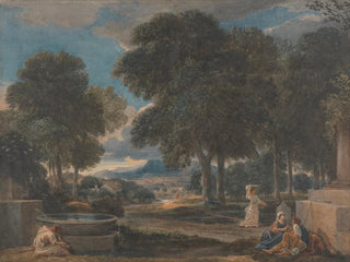 Paesaggio con un uomo che si lava i piedi a una fontana da Poussin - David Cox — vista dell’opera