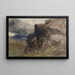 Paesaggio roccioso in Galles con figura disegnata in primo piano a destra - David Cox — quadro incorniciato alla parete