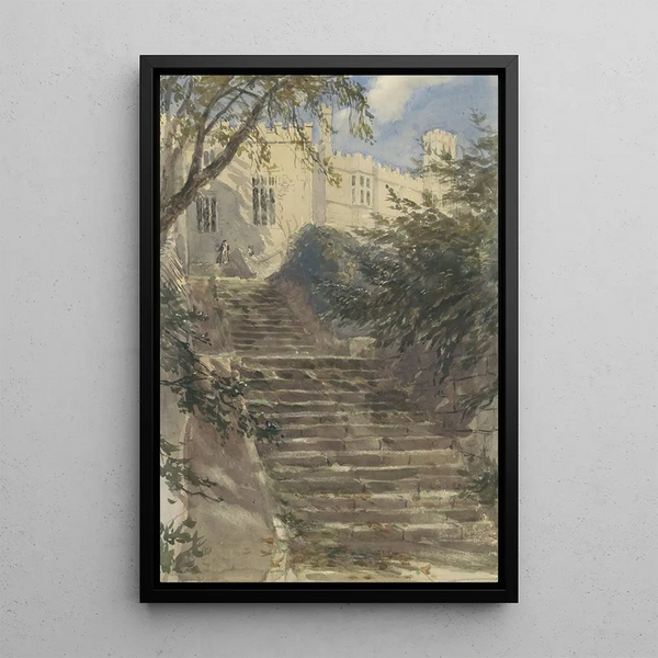 Scala da giardino a Haddon Hall Derbyshire - David Cox — quadro incorniciato alla parete