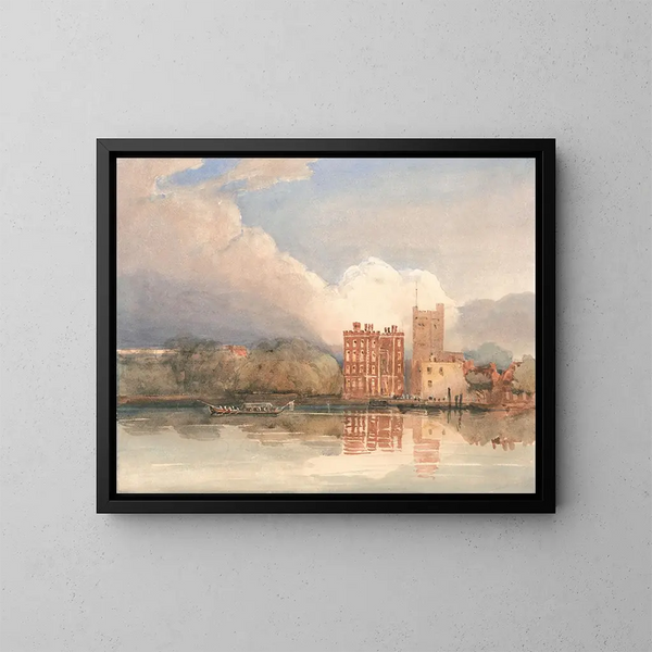 Vista del palazzo di Lambeth sul Tamigi - David Cox — quadro incorniciato alla parete