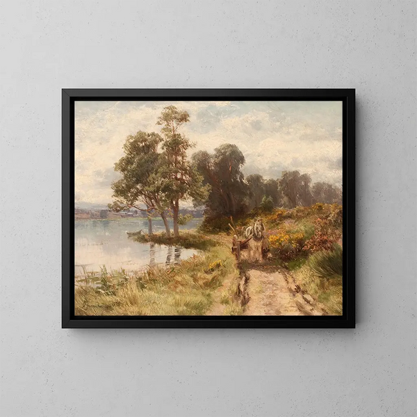 Carro di legno vicino a un loch - David Farquharson — quadro incorniciato alla parete
