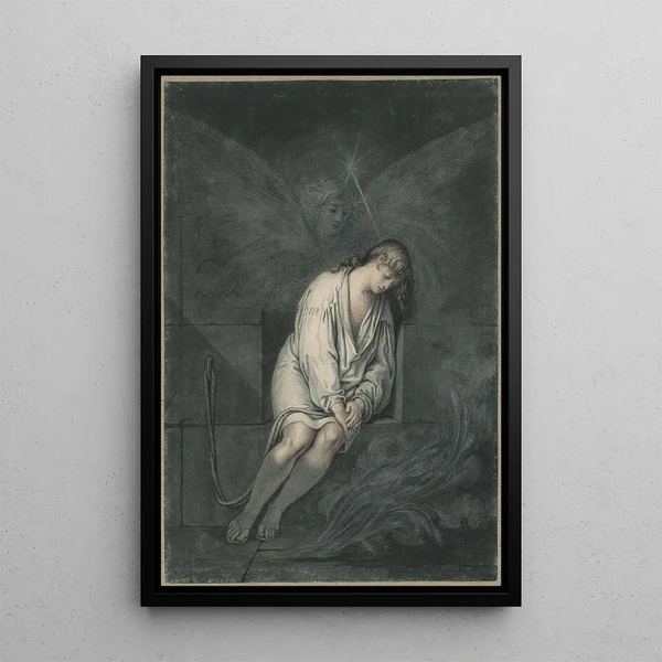 Giuseppe in prigione con l'apparizione di un angelo - David Humbert de Superville — quadro incorniciato alla parete
