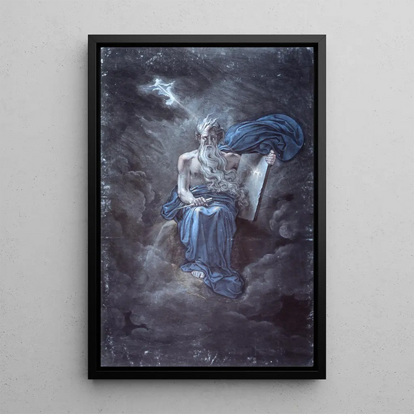 Moïse con le tavole della legge sulla cima del monte Sinai - David Humbert de Superville — quadro incorniciato alla parete