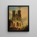 La façade della cattedrale di Reims con un corteo medievale e una processione in primo piano - David Roberts — quadro incorniciato alla parete