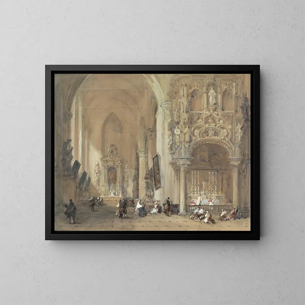 L'abbazia di Dixmude, Fiandre Occidentali - David Roberts — quadro incorniciato alla parete