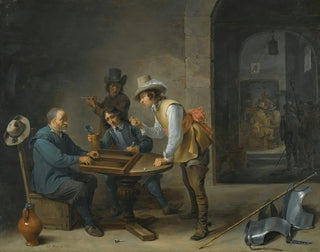 Una scena di guardia con giocatori di trictrac in primo piano - David Teniers il Giovane — vista dell’opera