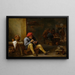 contadino in una taverna che accende la pipa - David Teniers il Giovane — quadro incorniciato alla parete