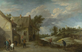 David Teniers The Younger - Peasants playing Bowls outside a Village Inn.webp