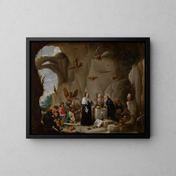 La Tentazione di san Antonio il Grande - David Teniers il Giovane — quadro incorniciato alla parete