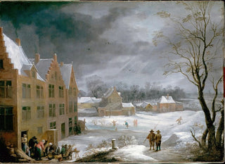 David Teniers The Younger - Winter Scene with a Man Killing a Pig.webp