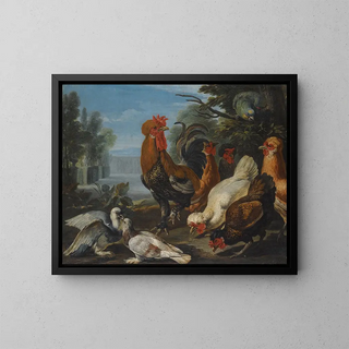 David de Coninck - Ducks Guinea Pigs And A Rabbit In A Wooded Landscape Beside A Lake.webp