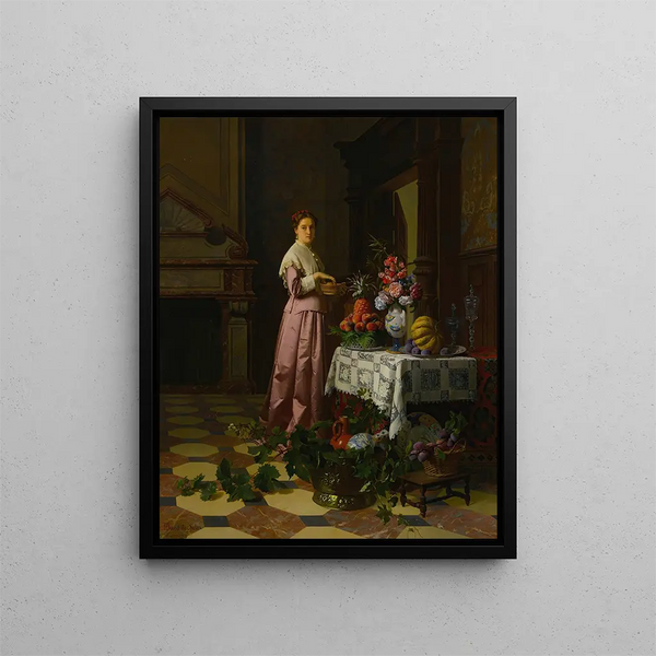 Un intérieur con frutta e fiori - David Émile Joseph de Noter — quadro incorniciato alla parete