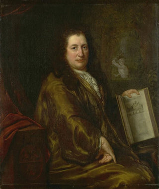 David van der Plas - Portrait of Caspar Commelin bookseller newspaper publisher and author of the official history of Amsterdam Beschrijvinghe van Amsterdamof 1693.webp