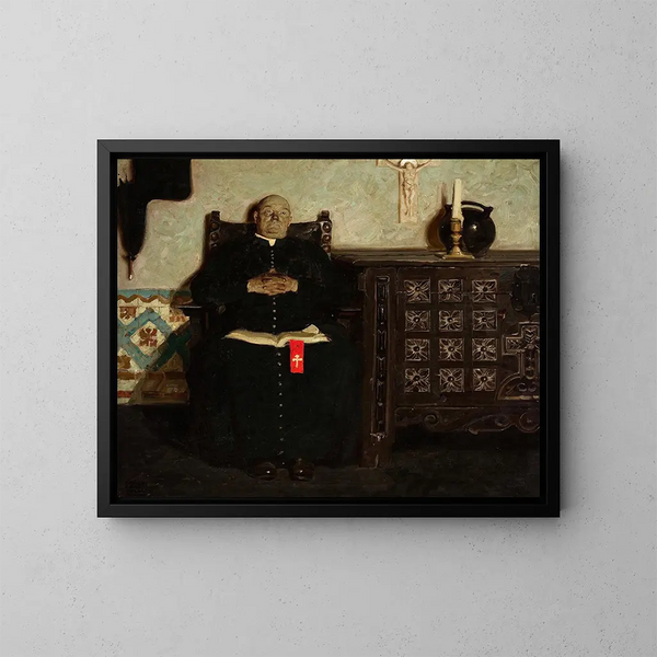 Sacerdote in una città spagnola - Dean Cornwell — quadro incorniciato alla parete