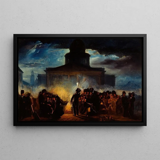 Denis Auguste Marie Raffet - Bivouac place du Panthon dans la nuit du 22 au 23 dcembre 1830.webp