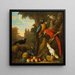 Due aras, un cacatù, un corvo con becco rosso e altri uccelli in un paesaggio con frutti - Jakob Bogdny — quadro incorniciato alla parete