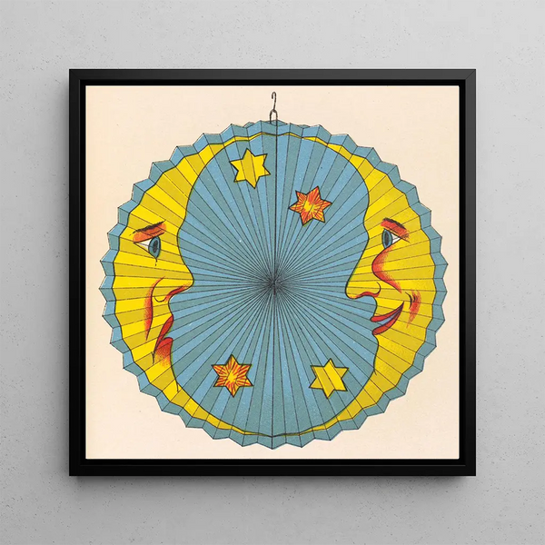 Deux lunes face à face et design de lanterne avec des étoiles - Anonyme