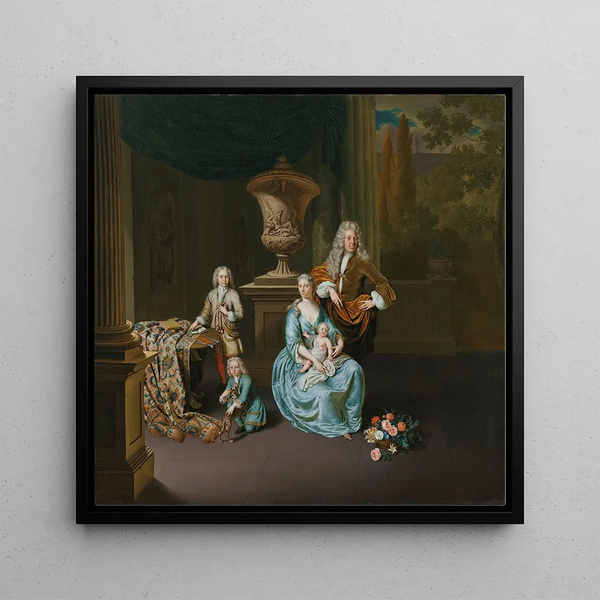 Diederik Baron van Leyden van Vlaardingen 1695-1764, Bourgmestre de Leyde avec sa femme Sophia Dina de Rovere et leurs fils Pieter Jan et Adriaan Pompejus - Willem van Mieris