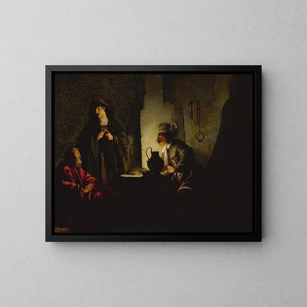 Giuseppe in prigione - Dirck Dircksz van Santvoort — quadro incorniciato alla parete