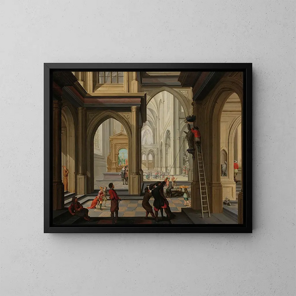 Iconoclasme in una chiesa - Dirck van Delen — quadro incorniciato alla parete