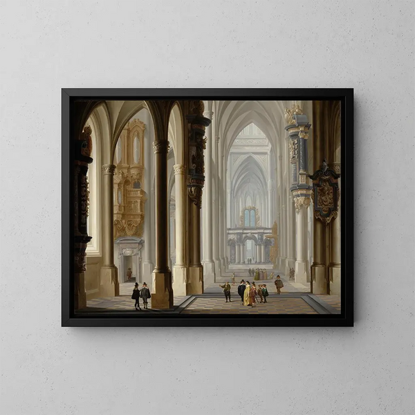 Interno di una chiesa gotica - Dirck van Delen — quadro incorniciato alla parete