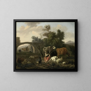 Dirck van Bergen - Landscape with Herdsmen and Cattle.webp