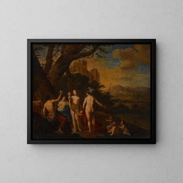 Il Giudizio di Paride - Dirck van der Lisse — quadro incorniciato alla parete