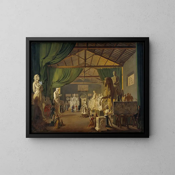 Visita del papa Leone XII agli atelier di Thorvaldsen in piazza Barberini, 18 ottobre 1896 - Ditlev Martens — quadro incorniciato alla parete