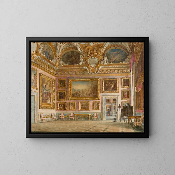 Interno del Palazzo Pitti a Firenze, Sala di Saturno - Domenico Caligo — quadro incorniciato alla parete
