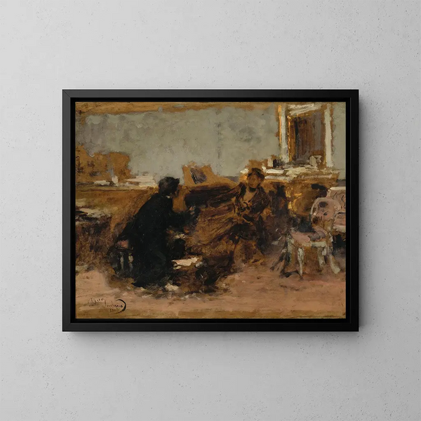 Flirt - Domenico Induno — quadro incorniciato alla parete