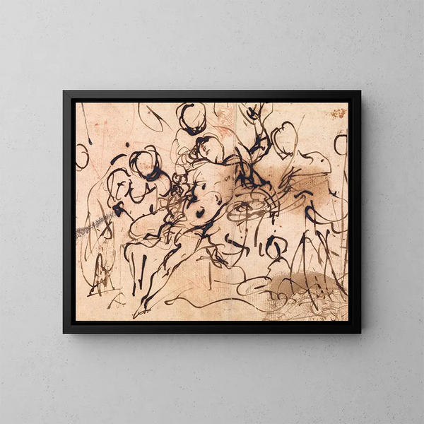 San Sebastiano curato dalle donne o Adone dd - Domenico Piola — quadro incorniciato alla parete