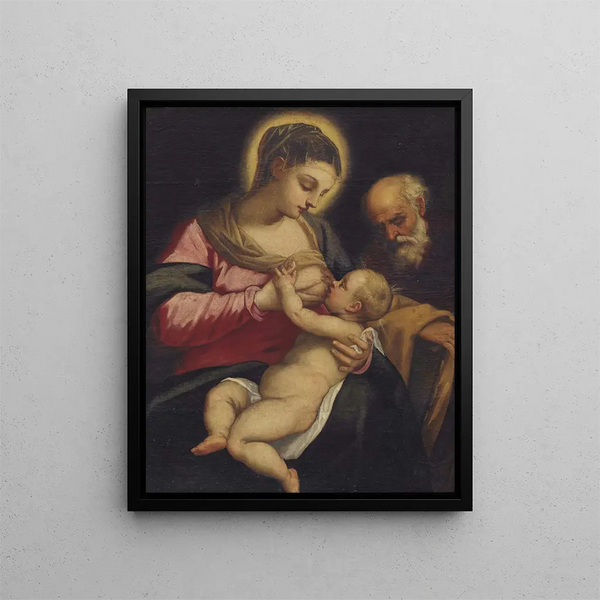 Santa Famiglia - Domenico Tintoretto — quadro incorniciato alla parete
