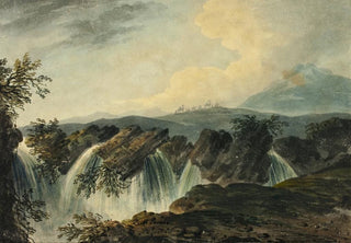 Dominic Serres - Camel Caravan Crossing Plane Above Waterfall.webp