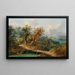 Paesaggio montano con un viaggiatore su un ponte di legno - Dominik Schufried — quadro incorniciato alla parete