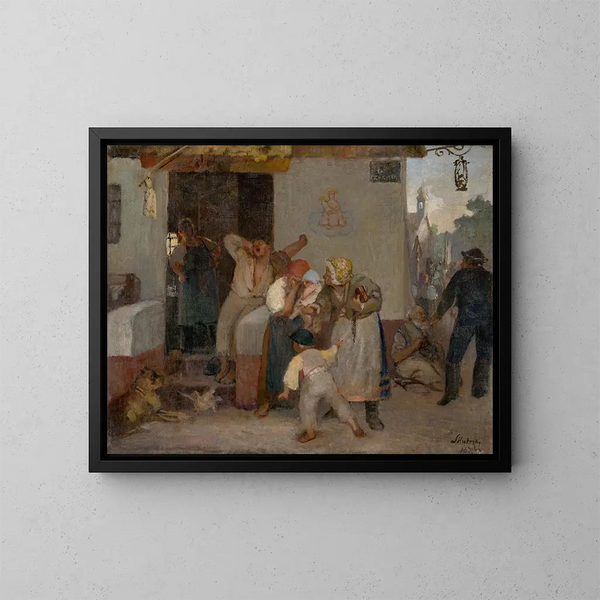 Davanti a una taverna - Dominik Skutecký — quadro incorniciato alla parete