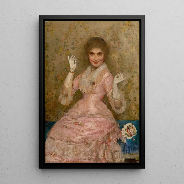 Donna con un fiore - Dominik Skutecký — quadro incorniciato alla parete